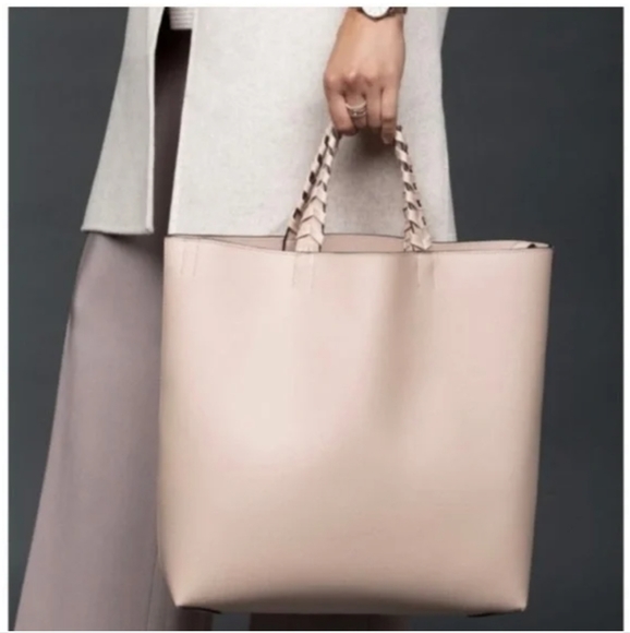 NWT Rachel Zoe x Jules Kae Neutral Pale Blush Vegan Leather Tote Bag. - Picture 6 of 16